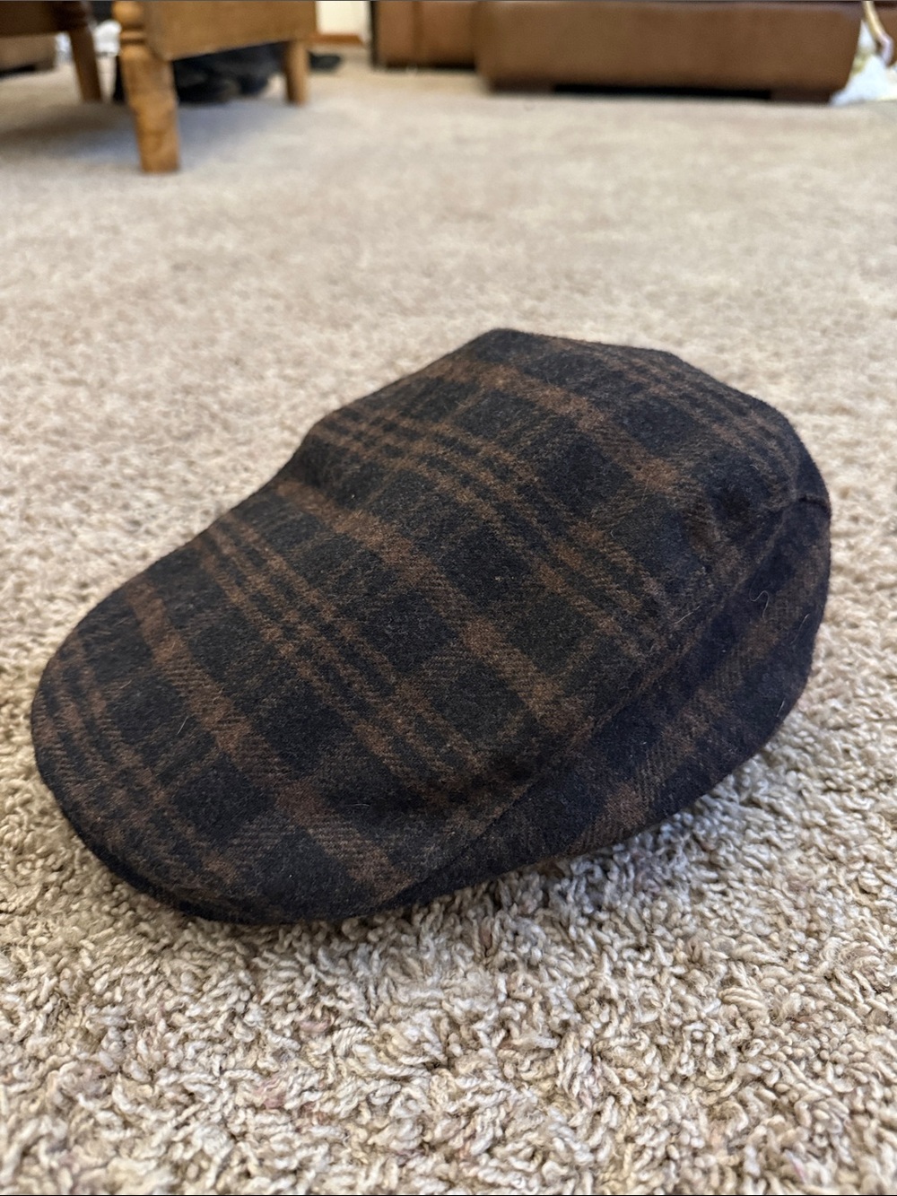 Stetson Men's Small /Medium Brown Plaid Flat Wool Cap - Classic Ivy Driver Hat